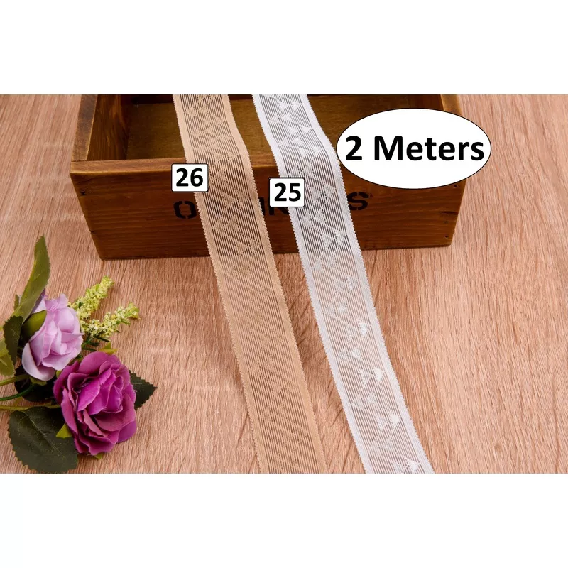 ( 2 Meters Pack ) Decorative Elastic Trim with Lace Edging – Scallop Edging,Bra, Underwear Clothing Accessories