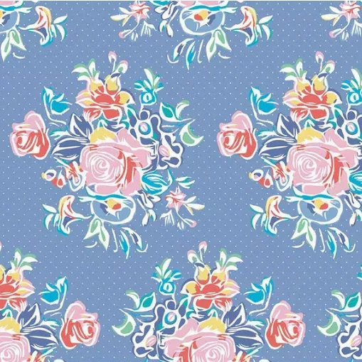 Always in Season Blueberry Large Floral Fabric – End of Bolt – 27″ × 44/45″