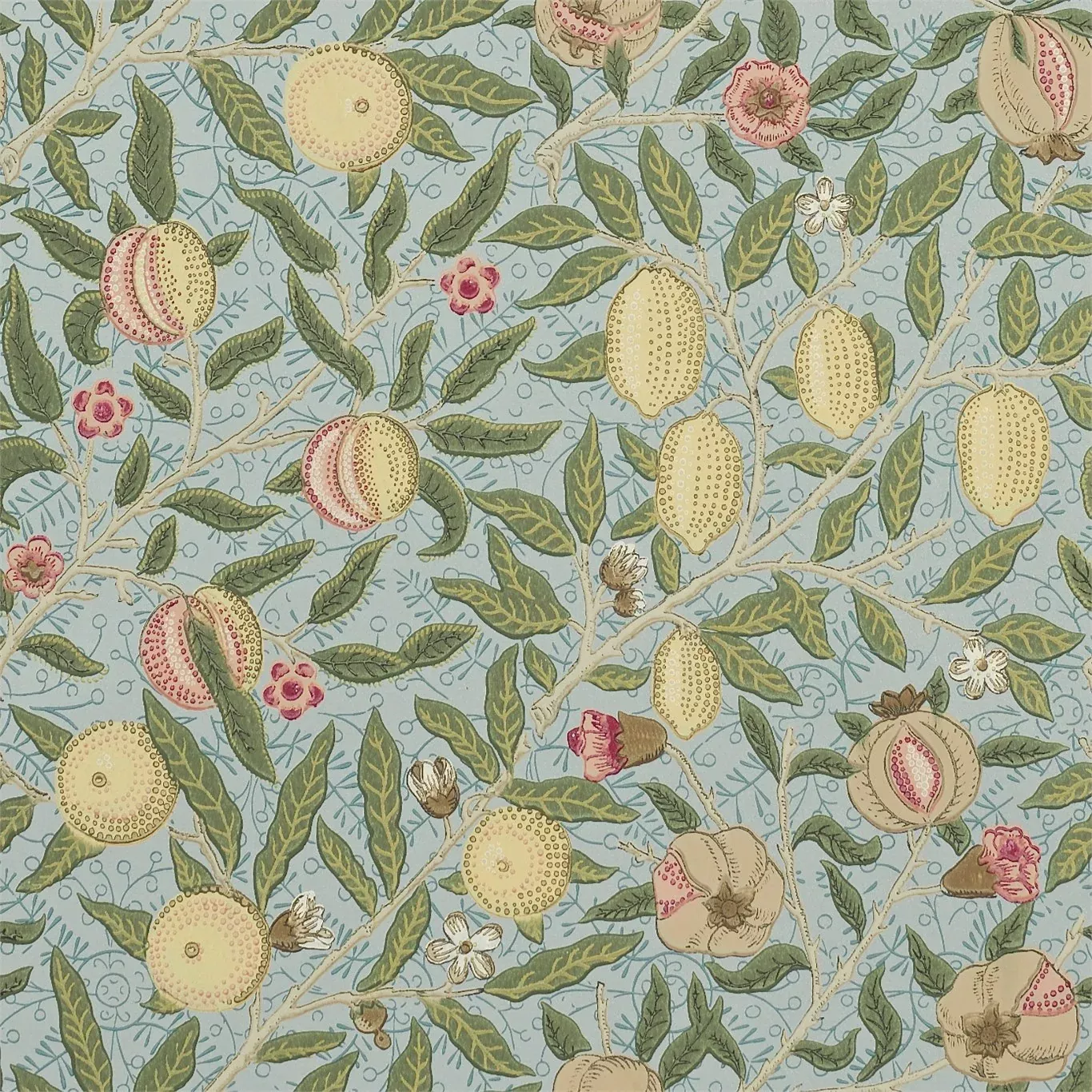 MORRIS & CO Fruit Wallpaper Leaves , Trees Slate,ThymeSurface- Printed Wallpaper - DM6P210396
