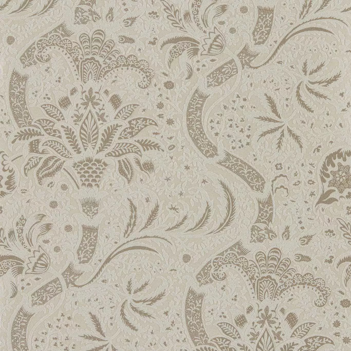 MORRIS & CO Indian (Beaded) Wallpaper Classic Floral Stone,LinenRotary Printed Wallpaper - DMA4216443