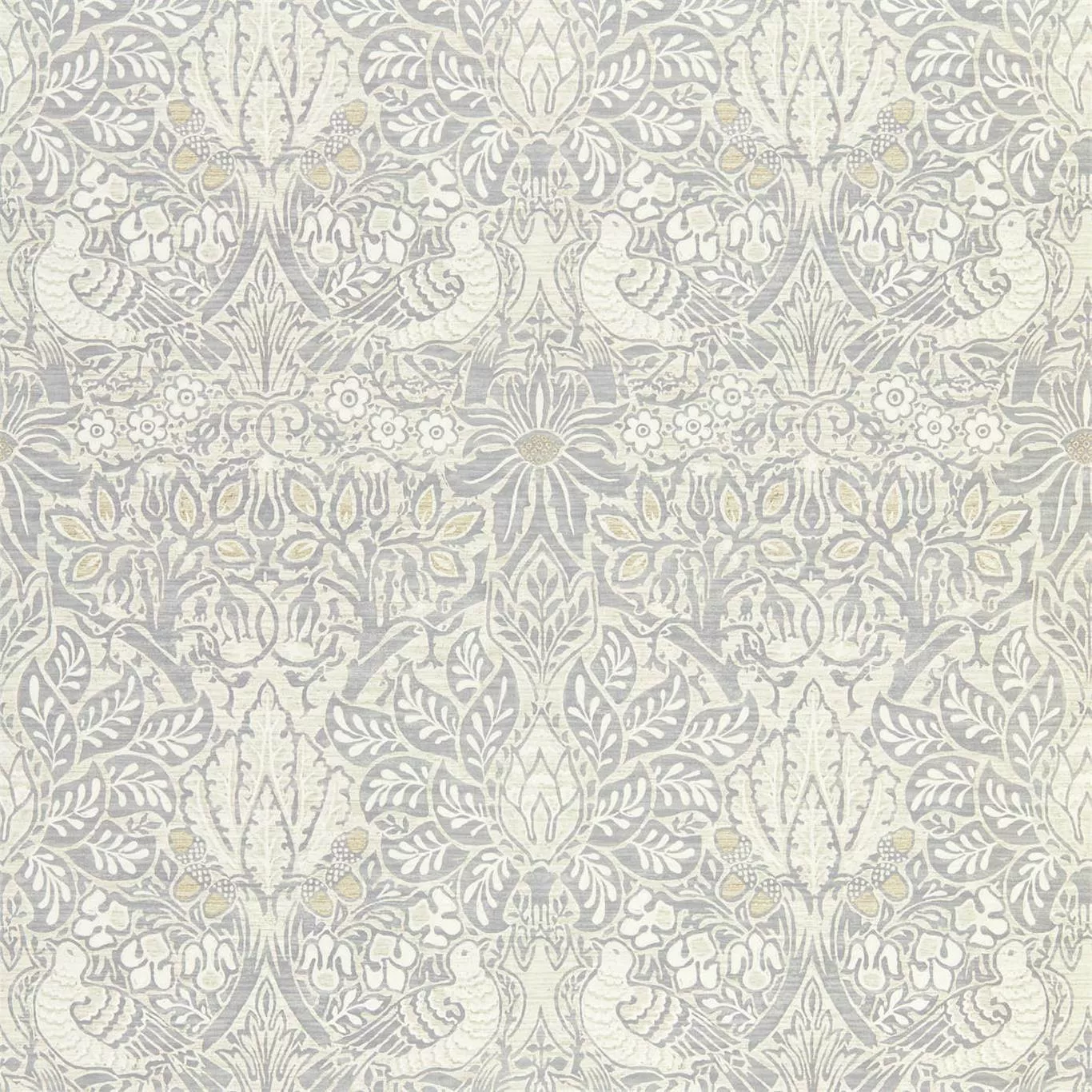 MORRIS & CO Pure Dove & RoseWallpaper Birds Cloud GreyGravure - Wide Width Printed Wallpaper - DMPN216520