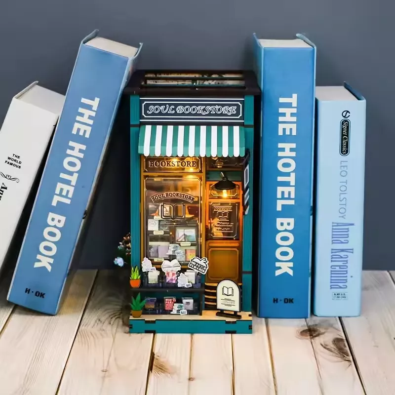 Soul Bookstore Dollhouse Kit – Miniature Wizardi Roombox Kit with LED Light F07M51-80-M2314