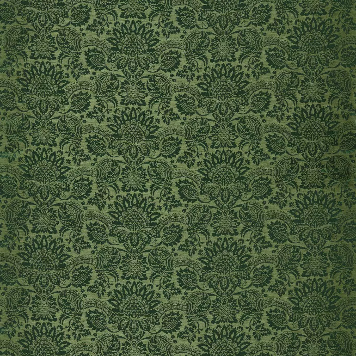 ZOFFANY Pomegranate Brocatelle Fabric Damask Huntsman Green - ZSUF333382