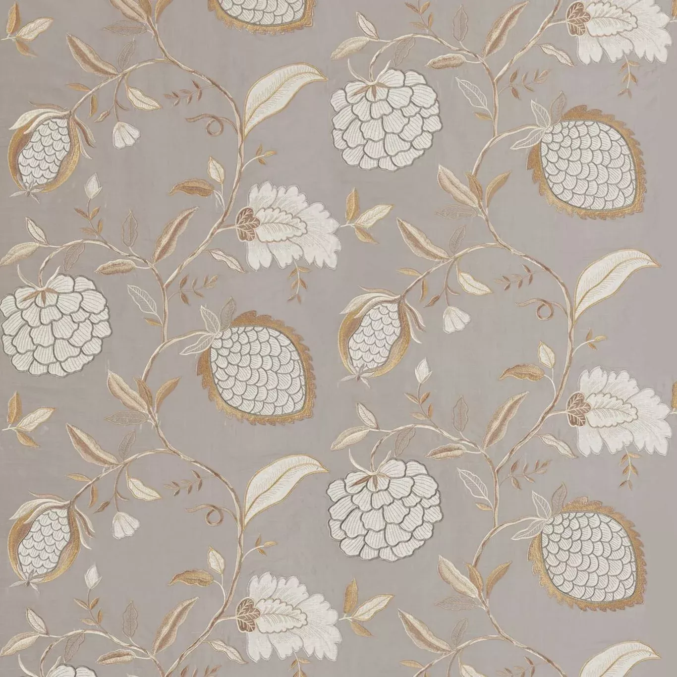 ZOFFANY Pomegranate Tree Fabric Leaves , Trees Platinum - ZWIN332344